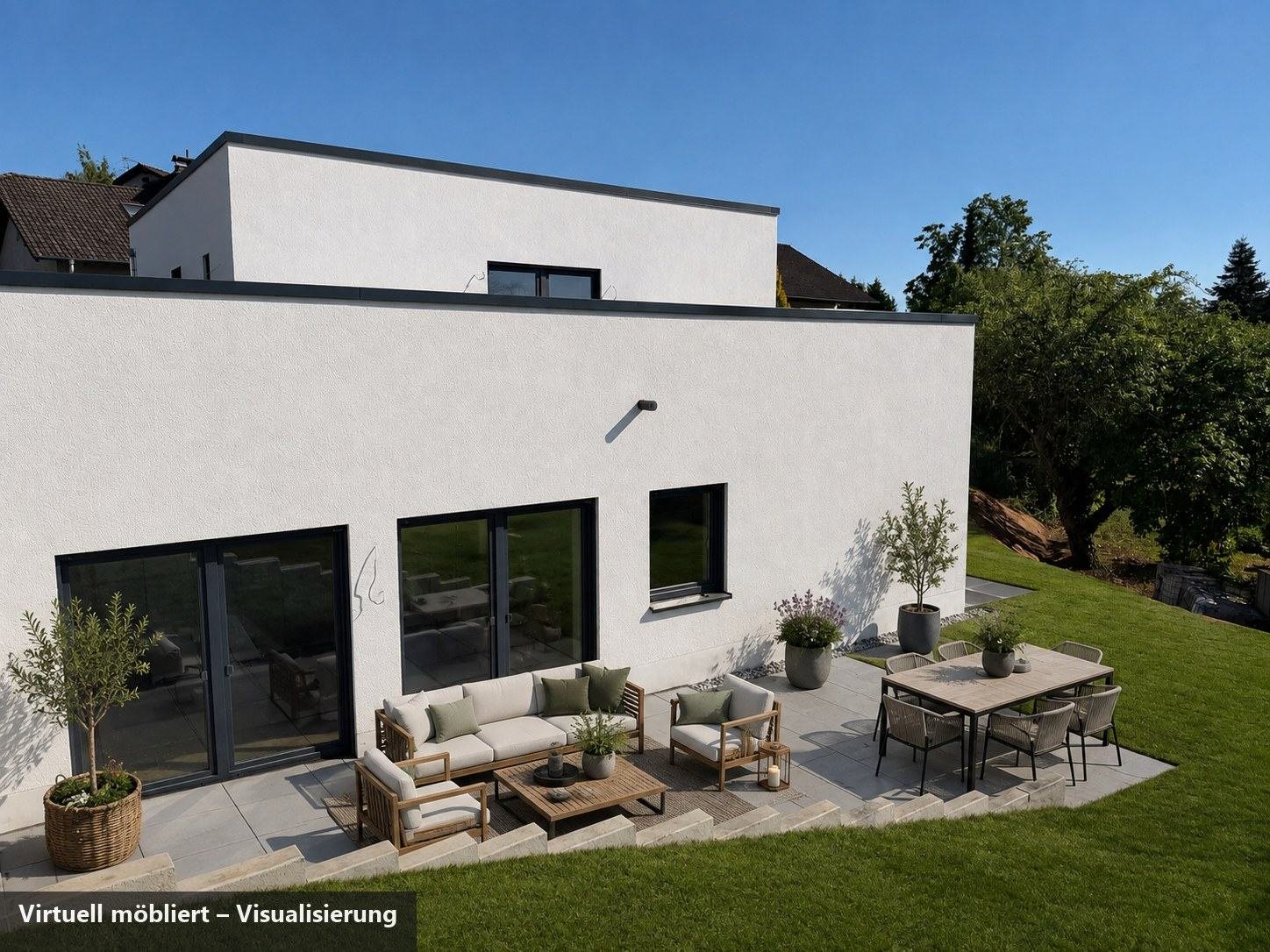Terrasse der WE 2, virtuell möbliert